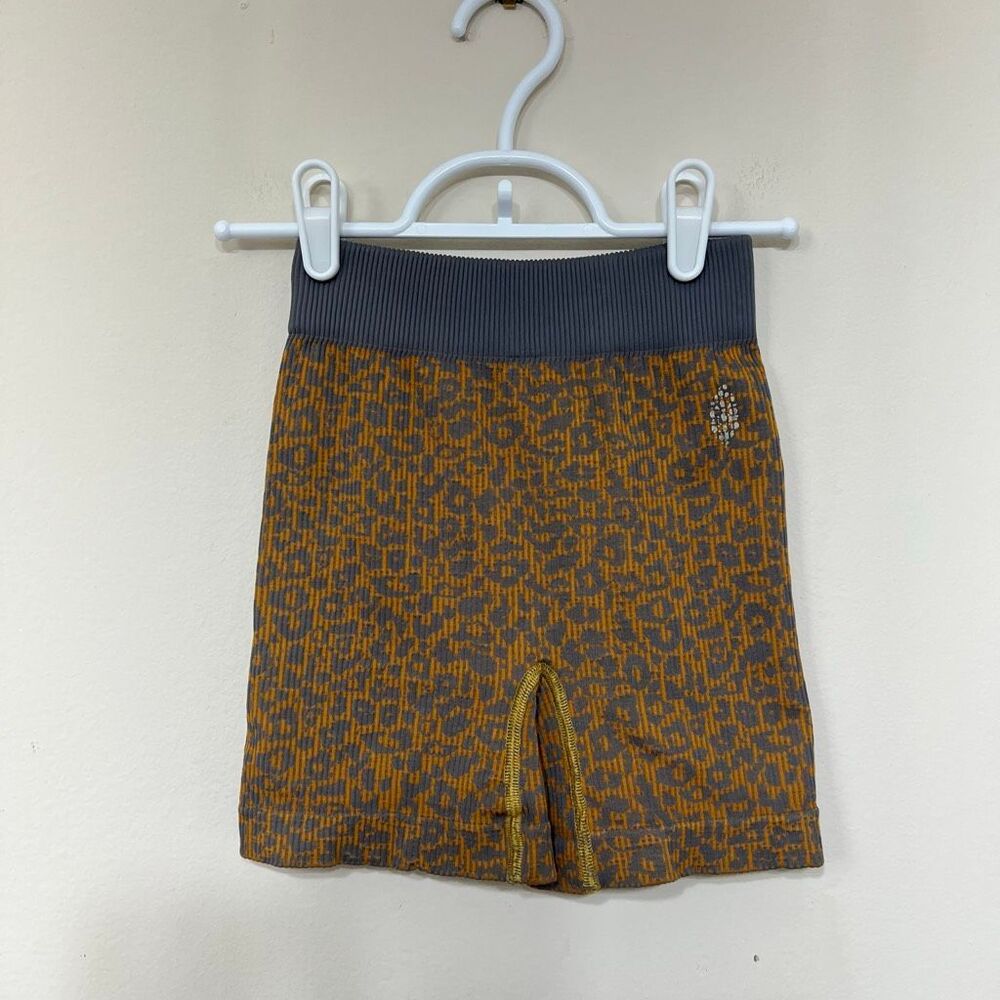 Free People Movement Leopard Print Ribbed Shorts Small Women